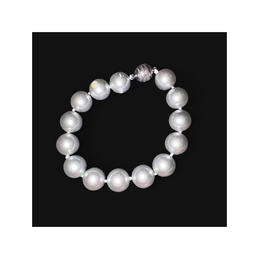 Unbranded Pearl Bracelet Womens OS Grey Good Faux Filigree Magnetic Clasp Large